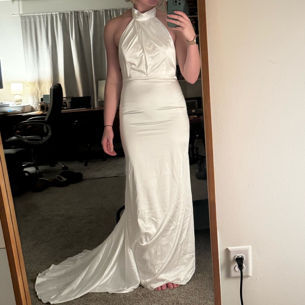 Lulu's White Satin Wedding Dress